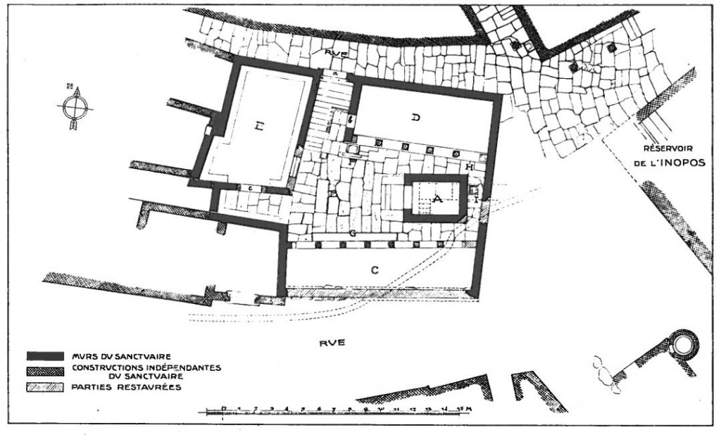 Plan of Sarapieion A.Roussel 1916, 21 (plate 1). Public domain.